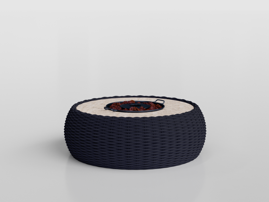 Marina Coffee Table With Bucket with aluminum estruture and nautical rope finishing, designed by Luciano Mandelli