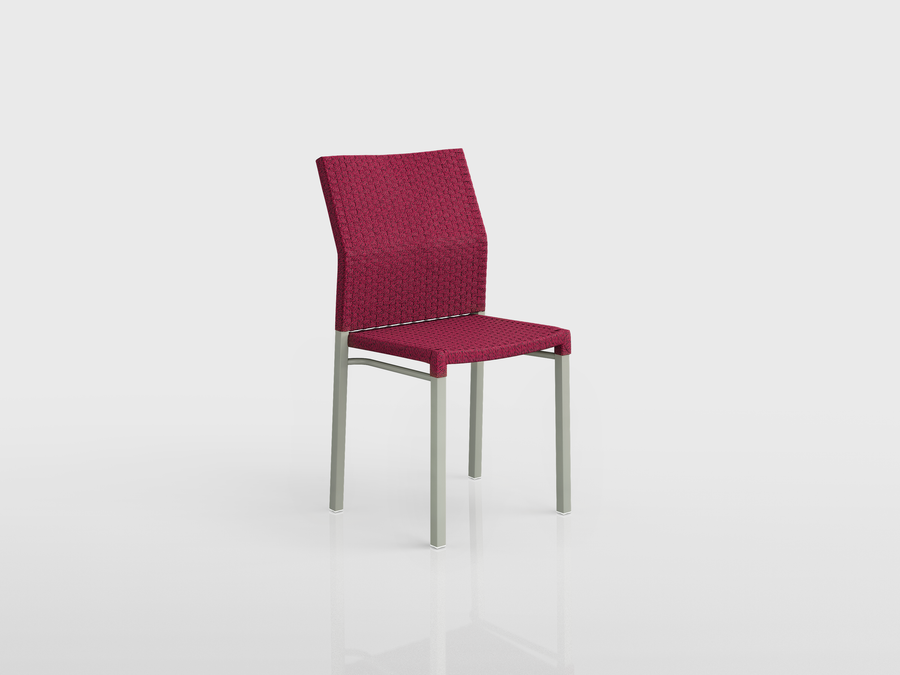 Java Chair with alluminum estruture, seat and back with nautical rope, fiber and sling, designed by Tidelli.