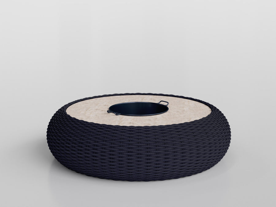 Marina Coffee Table Champagne with aluminum estruture and nautical rope finishing, designed by Luciano Mandelli