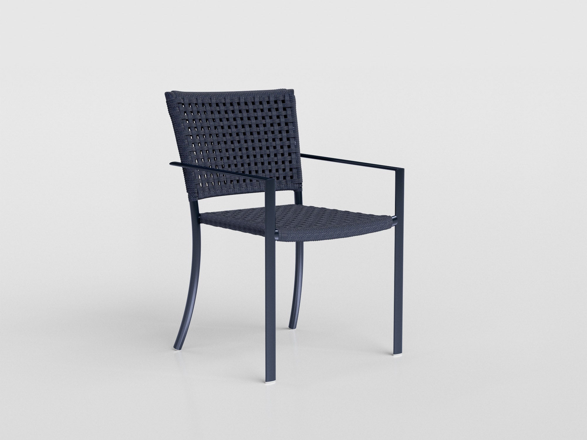 Giardino Armchair made of aluminium with braided nautical rope seat and back, designed by Luciano Mandelli