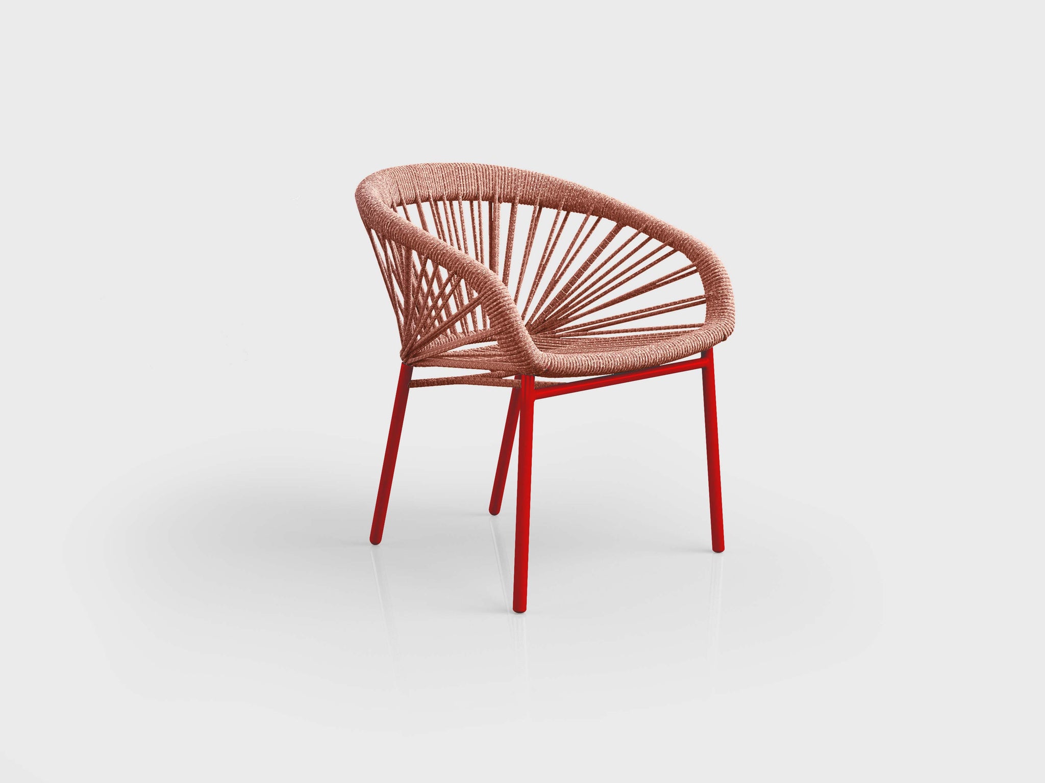 Gamboa Chair with aluminum and wood structure, rope finishing, designed by Manuel Bandeira