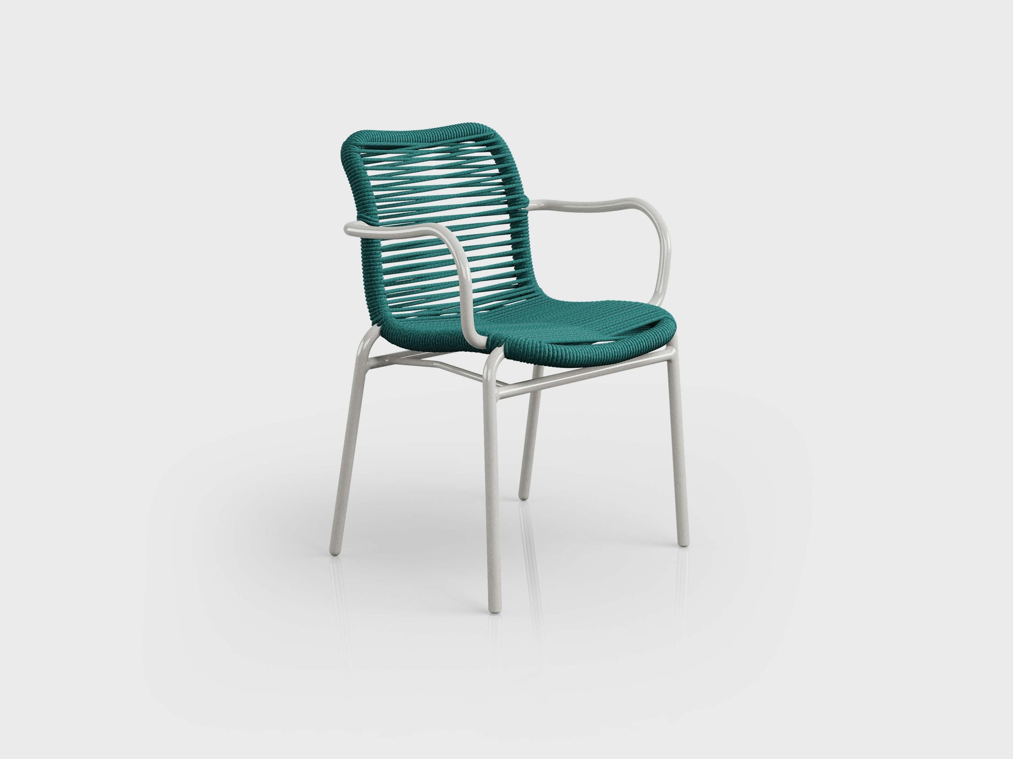 Rio Armchair made of aluminium structure with rope finishing, designed by Luciano Mandelli