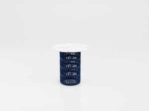7313GR - Kauai Side Table with aluminum estruture, nautical rope finishing and stone top, designed by Luciano Mandelli