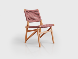 Quechua Chair with wood structure, mix rope seat and back, designed by Luciano Mandelli.