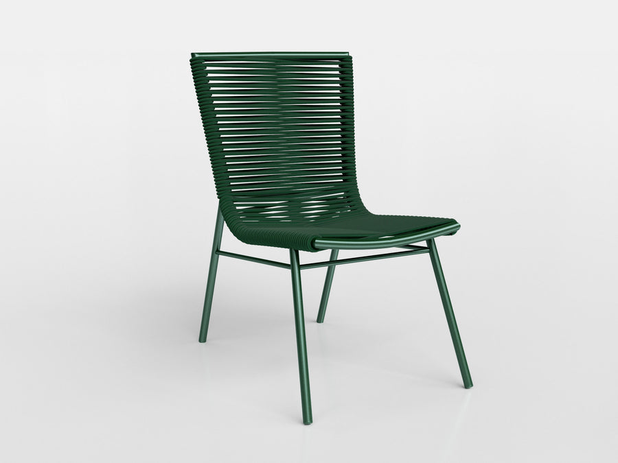 Amado Chair in green nautical rope and aluminium, designed by Alfio Lisi