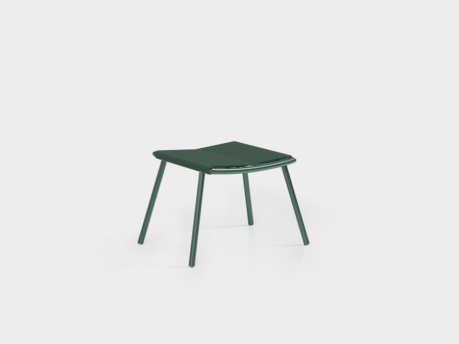 Amado Ottoman in green nautical rope and aluminium, designed by Alfio Lisi