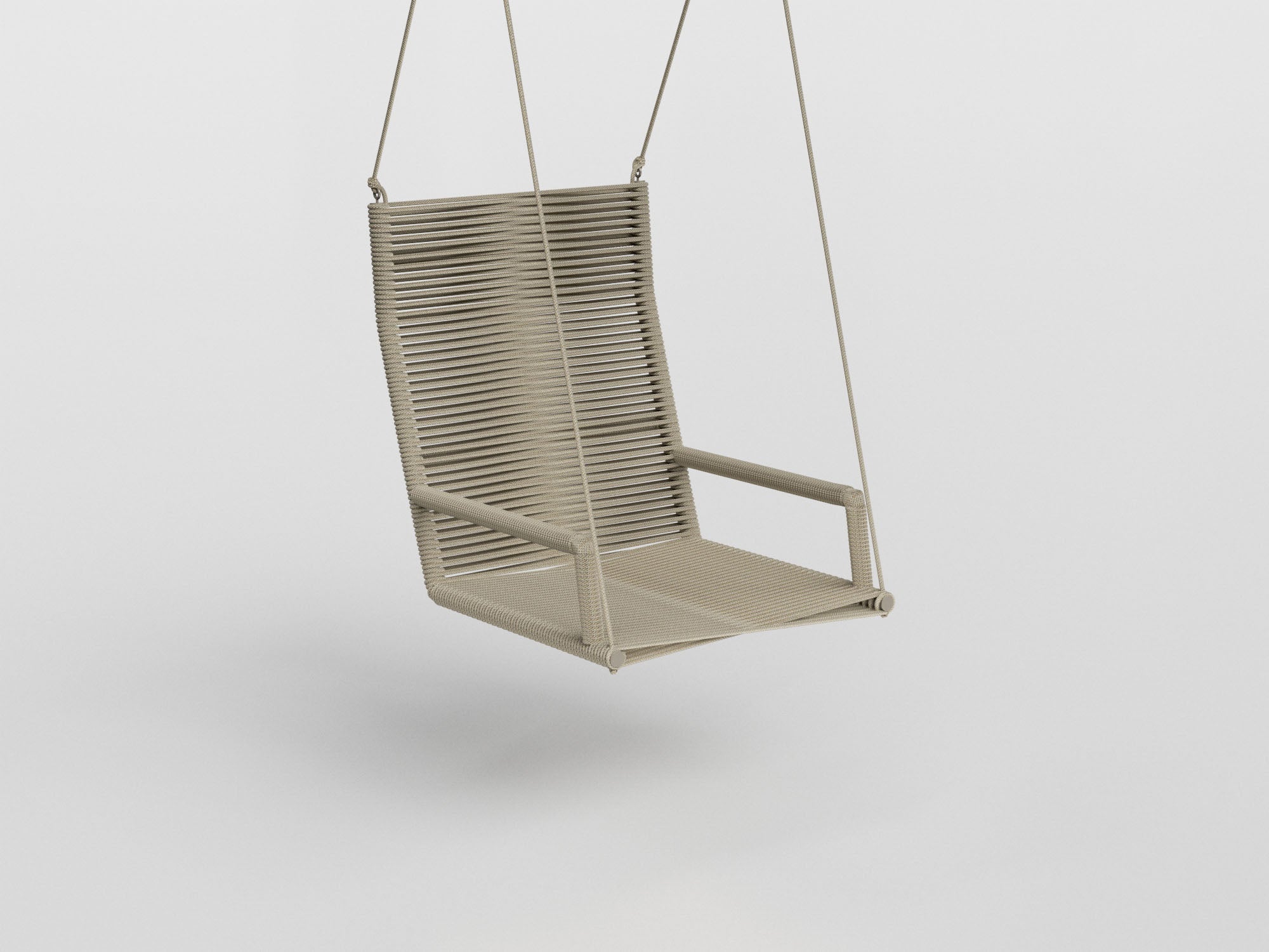Bora Bora swing made of nautical rope and gray aluminum, designed by Luciano Mandelli 