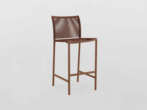 Bali Bar Stool with nautical rope braided seat and back and aluminium structure, designed by Tidelli