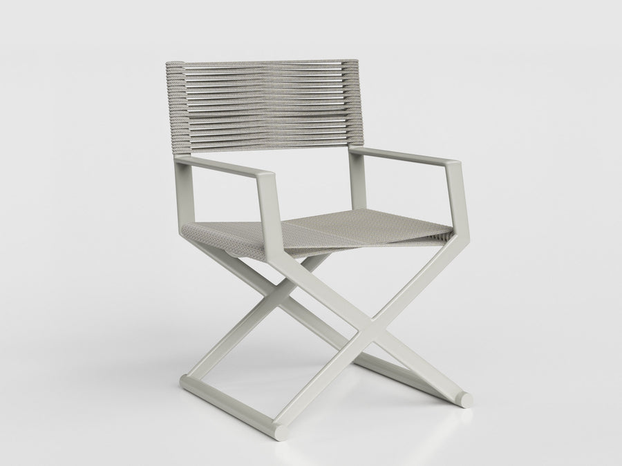 Boss chair with nautical rope and white aluminum, designed by Luciano Mandelli