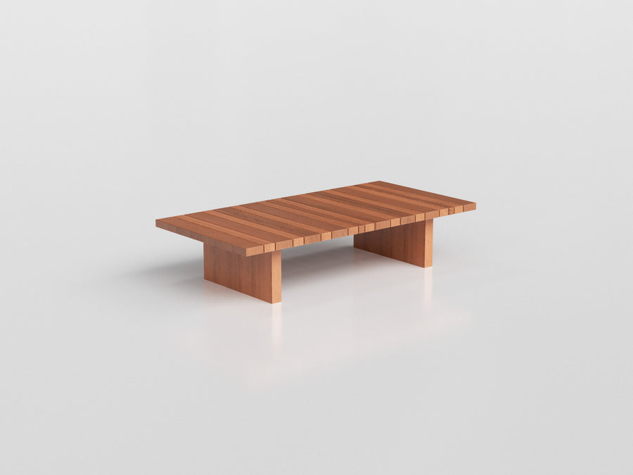 Fusion Coffee Table Standard with wood estruture and top for outdoor areas, designed by Maria Candida Machado