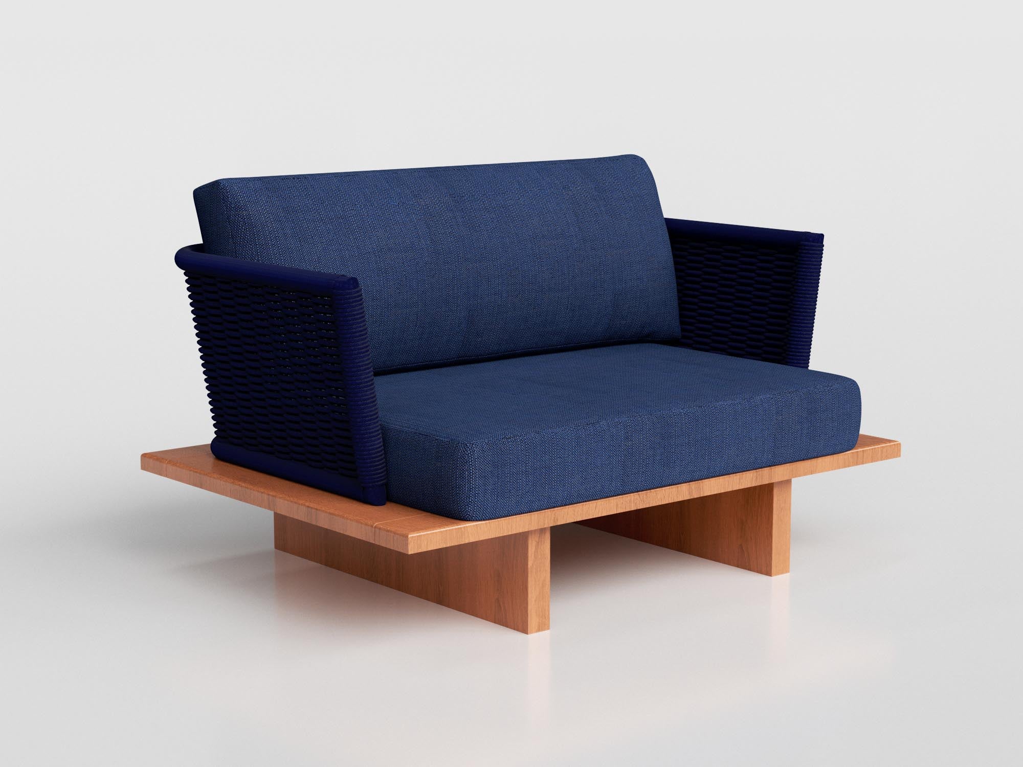 Fusion Loveseat in nautical rope and wood estruture, designed by Maria Candida Machado