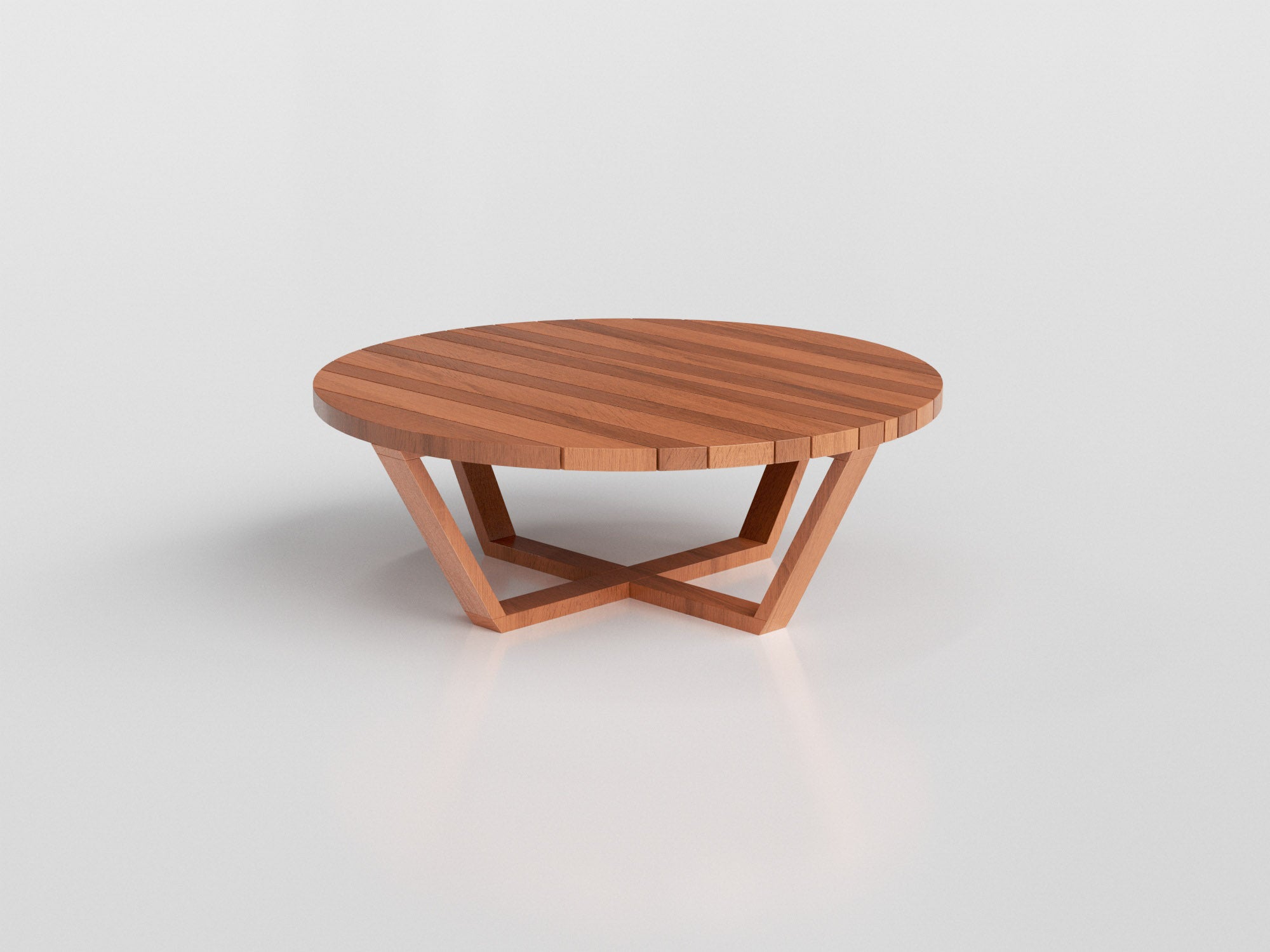 Fusion Round Coffee Table Standard with wood estruture and top for outdoor areas, designed by Maria Candida Machado