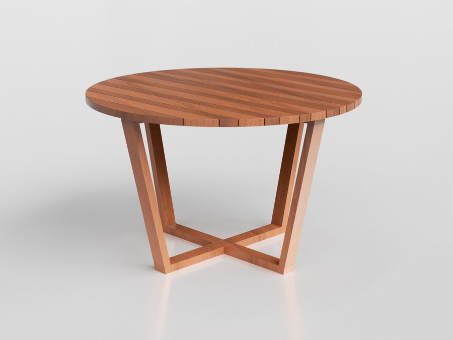 Fusion Round Table Full with wood estruture and top for outdoor areas, designed by Maria Candida Machado