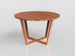Fusion Round Table Compact with wood estruture and top for outdoor areas, designed by Maria Candida Machado