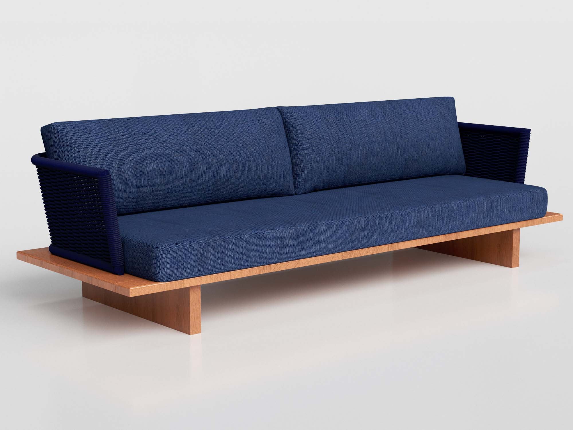 Fusion Sofa in nautical rope and wood estruture, designed by Maria Candida Machado
