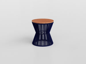 Fusion Stool Standard in nautical rope and wood top, designed by Maria Candida Machado