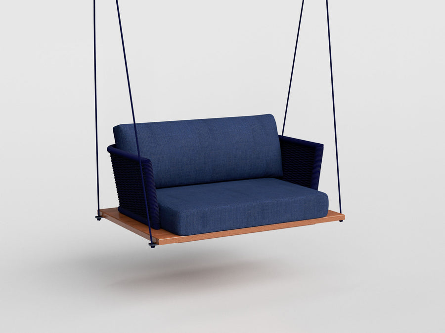 Fusion Swing Loveseat in nautical rope and wood estruture, designed by Maria Candida Machado