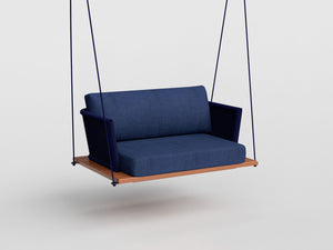 Fusion Swing Loveseat in nautical rope and wood estruture, designed by Maria Candida Machado