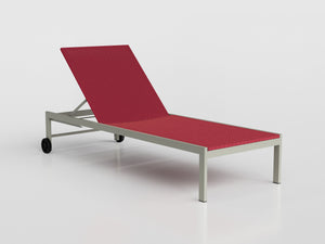 Java Chaise Armless with alluminum, wood estruture and seat and back with nautical rope, fiber and sling, designed by Tidelli.