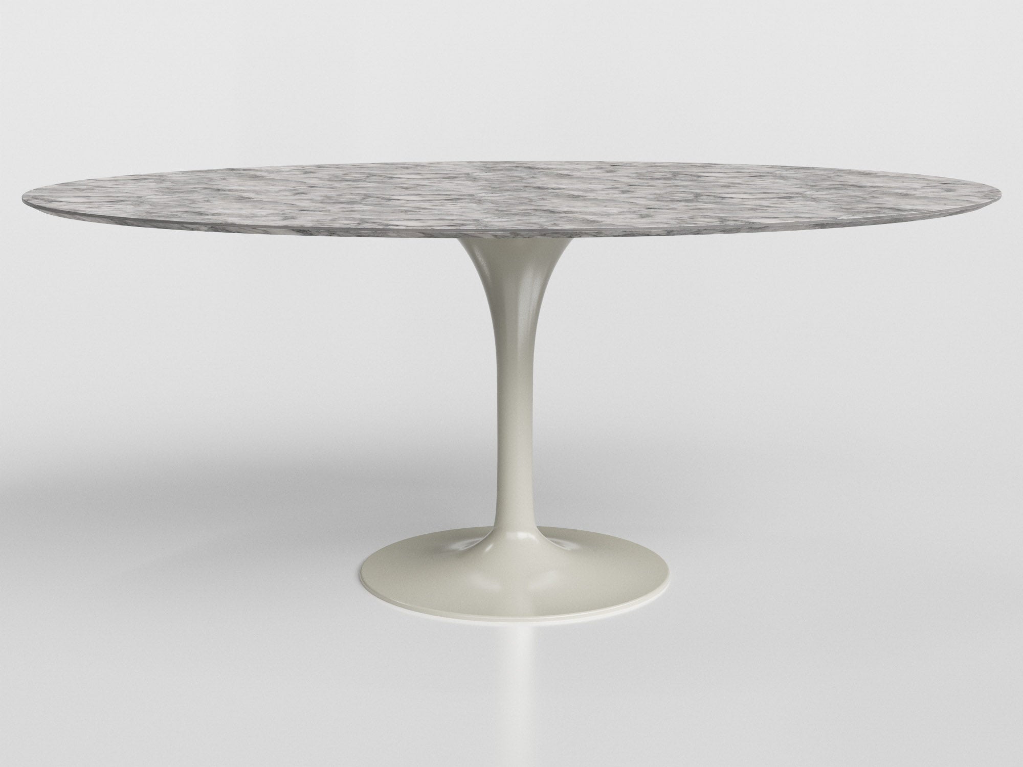 Bora Bora compact dining table with round marble top and gray aluminum base, designed by Luciano Mandelli