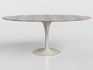 Bora Bora large dining table with round marble top and gray aluminum base, designed by Luciano Mandelli