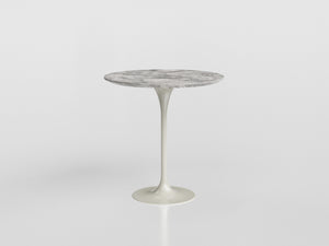 Bora Bora side table with round marble top and gray aluminum base, designed by Luciano Mandelli