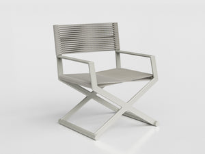 Boss lounge chair with nautical rope and white aluminum, designed by Luciano Mandelli